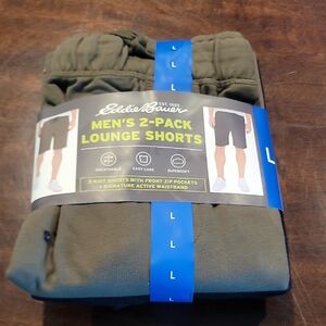 Eddie Bauer Men's 2-Pack Lounge Shorts - Green, Black